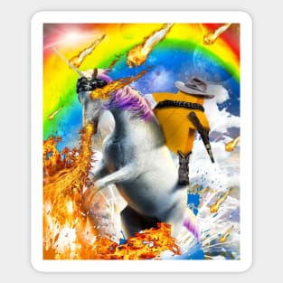 Cowboy Meeple Board Gaming Gamer Riding Unicorn Rainbow Sticker